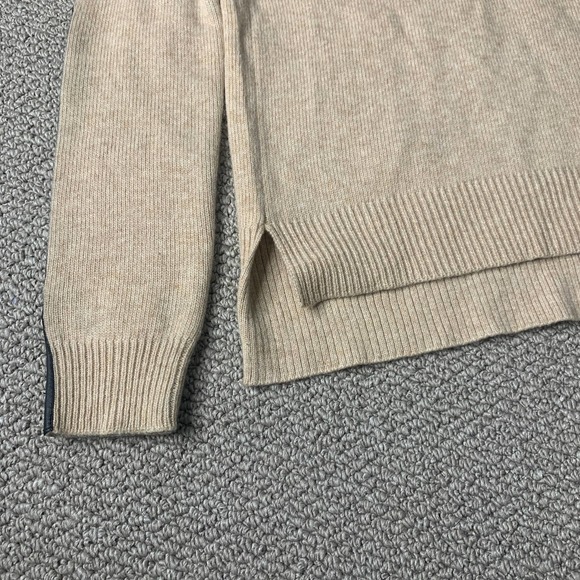 J. Crew Womens Sweater Size XS Tan Wool Cashmere Blend Leather Trim Pullover - Picture 5 of 14
